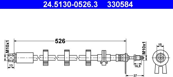 ATE 24.5130-0526.3 - Тормозной шланг avtokuzovplus.com.ua