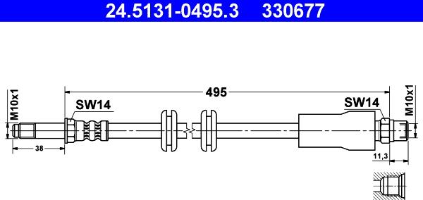 ATE 24.5131-0495.3 - Гальмівний шланг autocars.com.ua