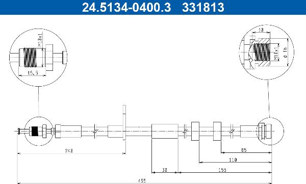 ATE 24.5134-0400.3 - Гальмівний шланг autocars.com.ua
