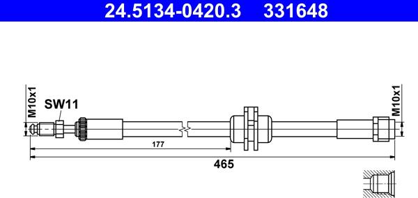 ATE 24.5134-0420.3 - Гальмівний шланг autocars.com.ua