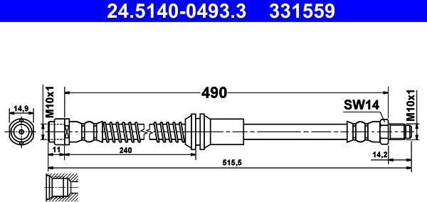 ATE 24.5140-0493.3 - Тормозной шланг autodnr.net