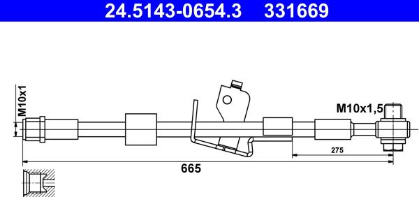 ATE 24.5143-0654.3 - Тормозной шланг avtokuzovplus.com.ua