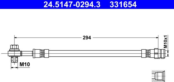 ATE 24.5147-0294.3 - Гальмівний шланг autocars.com.ua