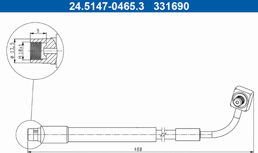 ATE 24.5147-0465.3 - Тормозной шланг avtokuzovplus.com.ua