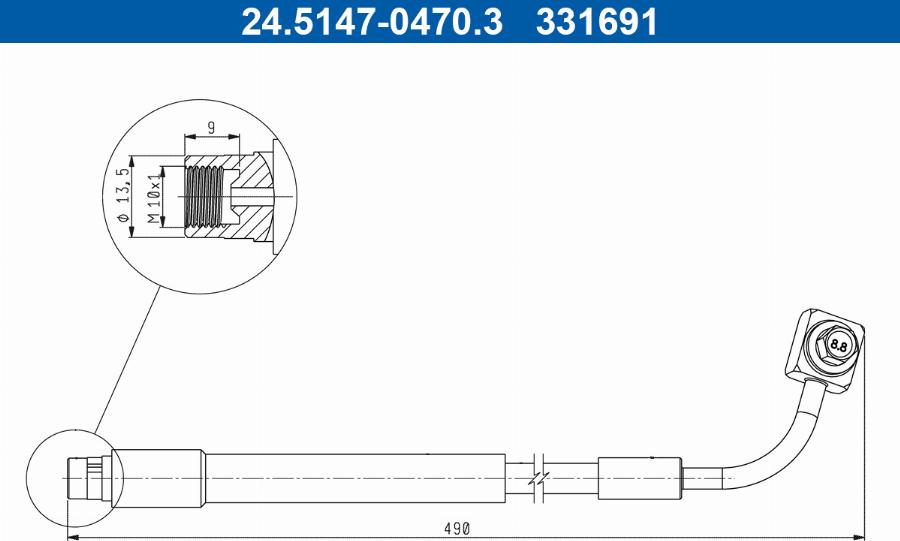 ATE 24.5147-0470.3 - Тормозной шланг avtokuzovplus.com.ua