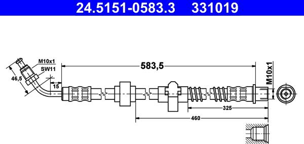 ATE 24.5151-0583.3 - Тормозной шланг autodnr.net