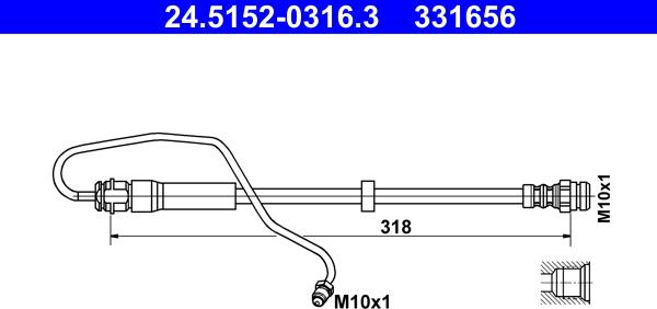 ATE 24.5152-0316.3 - Гальмівний шланг autocars.com.ua