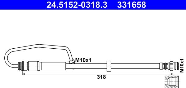 ATE 24.5152-0318.3 - Гальмівний шланг autocars.com.ua