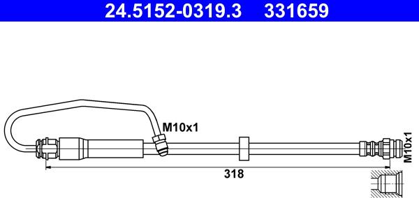 ATE 24.5152-0319.3 - Гальмівний шланг autocars.com.ua