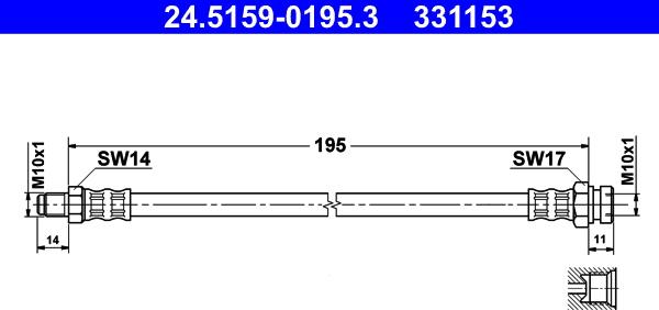 ATE 24.5159-0195.3 - Тормозной шланг avtokuzovplus.com.ua