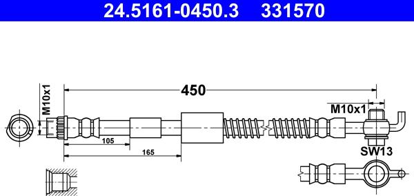 ATE 24.5161-0450.3 - Тормозной шланг avtokuzovplus.com.ua