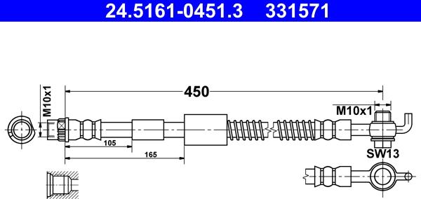 ATE 24.5161-0451.3 - Тормозной шланг avtokuzovplus.com.ua