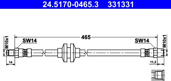 ATE 24.5170-0465.3 - Гальмівний шланг autocars.com.ua