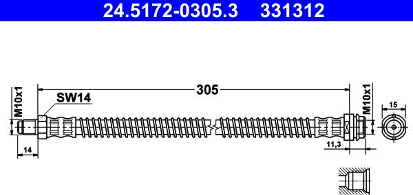 ATE 24.5172-0305.3 - Тормозной шланг autodnr.net