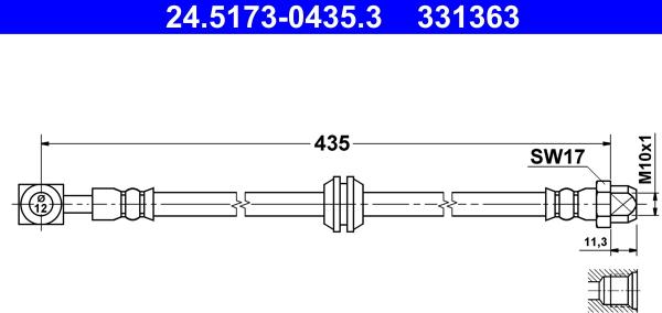 ATE 24.5173-0435.3 - Гальмівний шланг autocars.com.ua