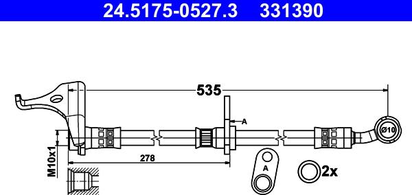 ATE 24.5175-0527.3 - Гальмівний шланг autocars.com.ua