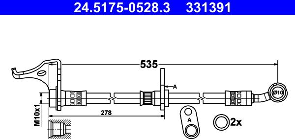 ATE 24.5175-0528.3 - Гальмівний шланг autocars.com.ua