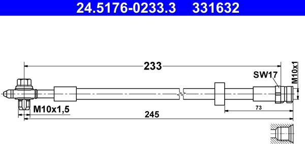 ATE 24.5176-0233.3 - Тормозной шланг avtokuzovplus.com.ua