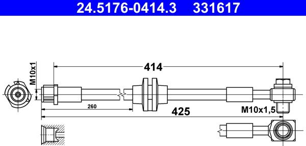 ATE 24.5176-0414.3 - Гальмівний шланг autocars.com.ua