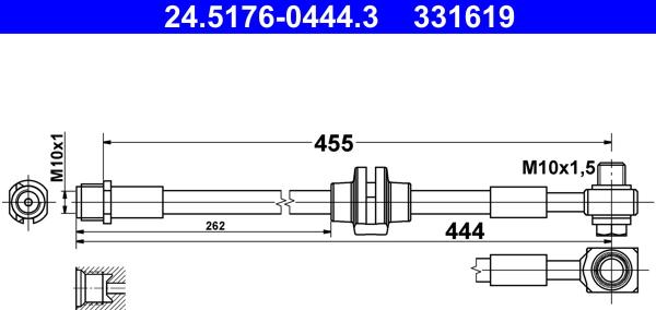 ATE 24.5176-0444.3 - Гальмівний шланг autocars.com.ua