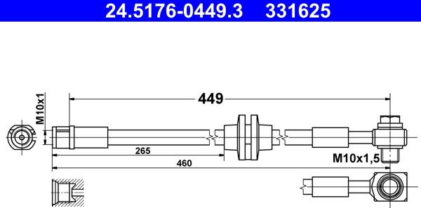 ATE 24.5176-0449.3 - Гальмівний шланг autocars.com.ua