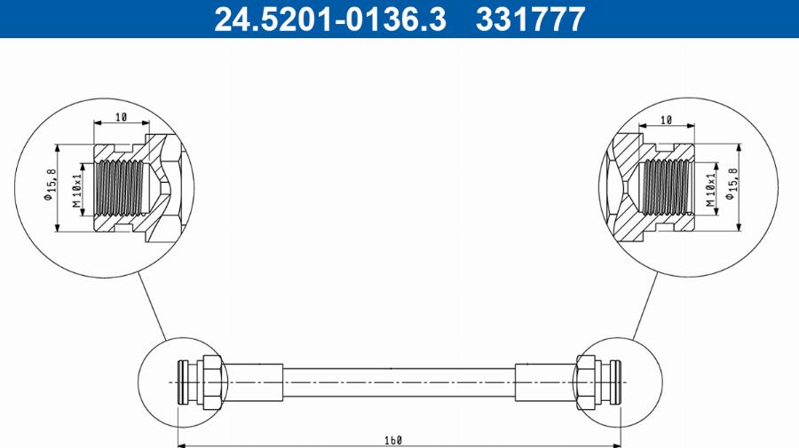 ATE 24.5201-0136.3 - Тормозной шланг avtokuzovplus.com.ua