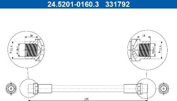 ATE 24.5201-0160.3 - Гальмівний шланг autocars.com.ua