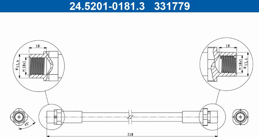 ATE 24.5201-0181.3 - Тормозной шланг avtokuzovplus.com.ua