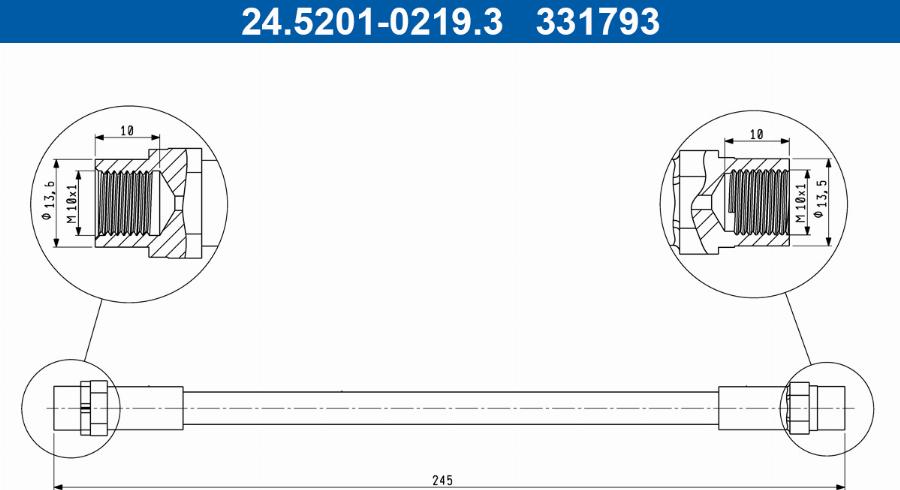 ATE 24.5201-0219.3 - Тормозной шланг avtokuzovplus.com.ua