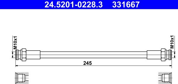 ATE 24.5201-0228.3 - Тормозной шланг avtokuzovplus.com.ua