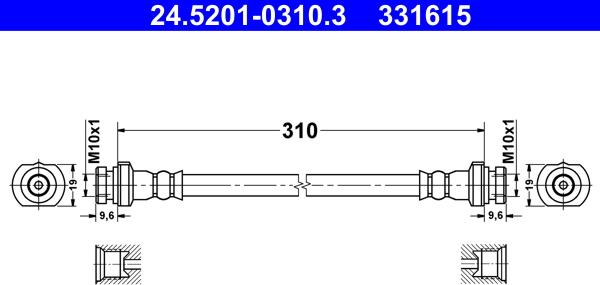 ATE 24.5201-0310.3 - Тормозной шланг avtokuzovplus.com.ua