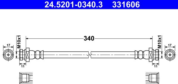 ATE 24.5201-0340.3 - Тормозной шланг avtokuzovplus.com.ua