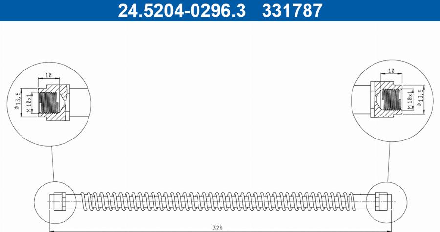 ATE 24.5204-0296.3 - Гальмівний шланг autocars.com.ua