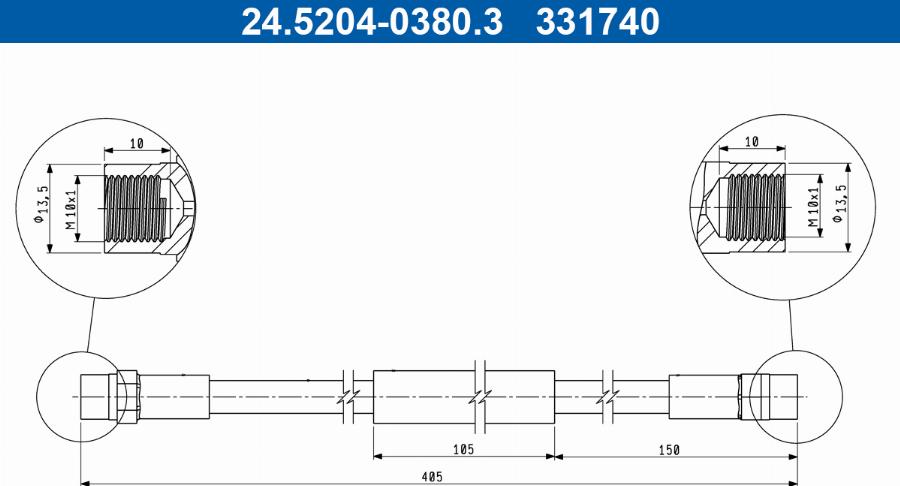 ATE 24.5204-0380.3 - Гальмівний шланг autocars.com.ua