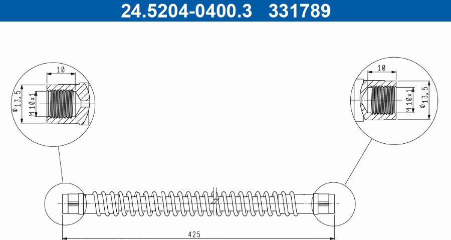 ATE 24.5204-0400.3 - Гальмівний шланг autocars.com.ua