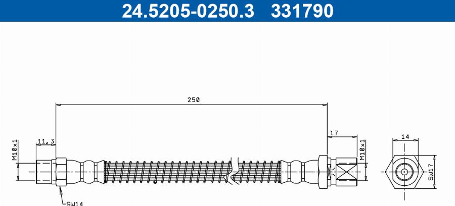 ATE 24.5205-0250.3 - Гальмівний шланг autocars.com.ua