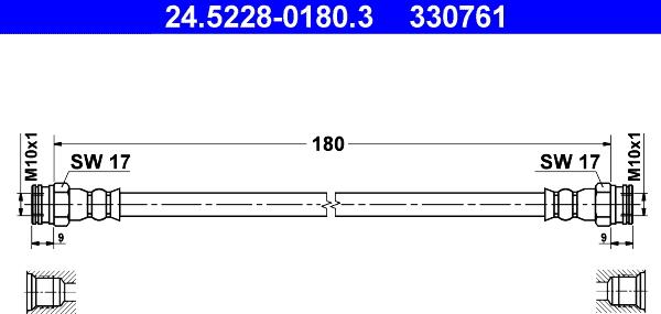 ATE 24.5228-0180.3 - Тормозной шланг avtokuzovplus.com.ua