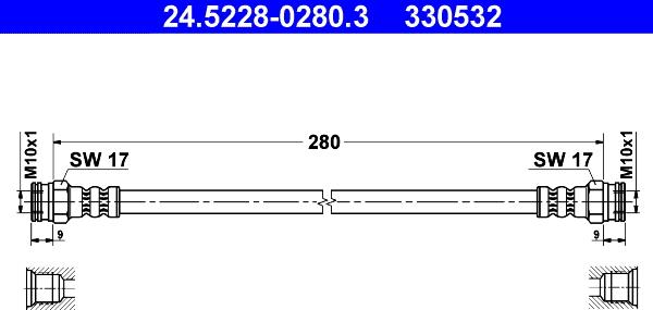 ATE 24.5228-0280.3 - Тормозной шланг avtokuzovplus.com.ua