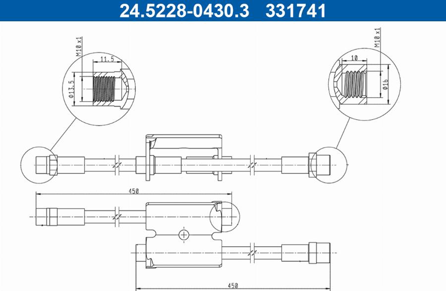 ATE 24.5228-0430.3 - Гальмівний шланг autocars.com.ua