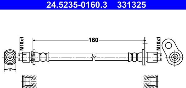 ATE 24.5235-0160.3 - Гальмівний шланг autocars.com.ua