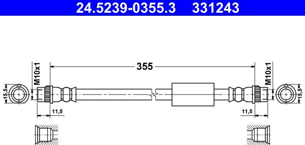 ATE 24.5239-0355.3 - Тормозной шланг avtokuzovplus.com.ua