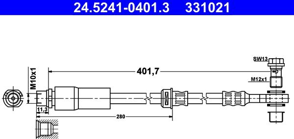 ATE 24.5241-0401.3 - Тормозной шланг avtokuzovplus.com.ua