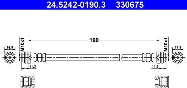 ATE 24.5242-0190.3 - Гальмівний шланг autocars.com.ua