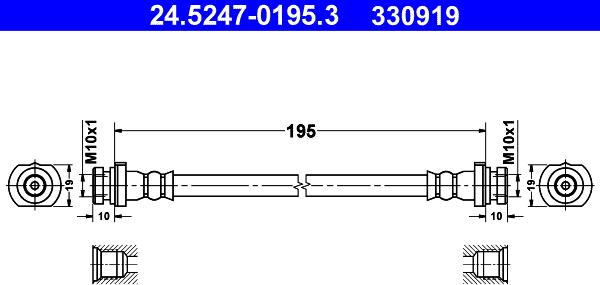 ATE 24.5247-0195.3 - Гальмівний шланг autocars.com.ua