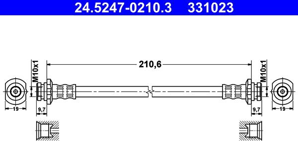 ATE 24.5247-0210.3 - Тормозной шланг avtokuzovplus.com.ua