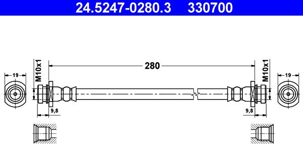 ATE 24.5247-0280.3 - Тормозной шланг avtokuzovplus.com.ua