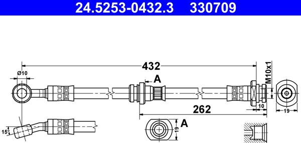 ATE 24.5253-0432.3 - Гальмівний шланг autocars.com.ua