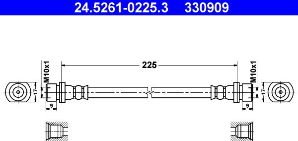 ATE 24.5261-0225.3 - Тормозной шланг avtokuzovplus.com.ua