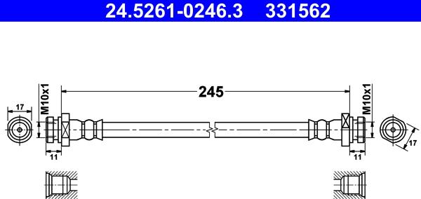 ATE 24.5261-0246.3 - Гальмівний шланг autocars.com.ua