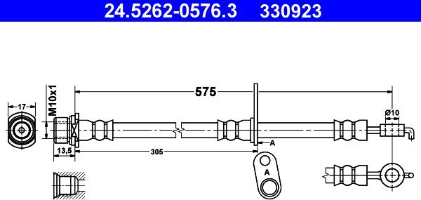 ATE 24.5262-0576.3 - Тормозной шланг avtokuzovplus.com.ua